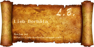 Lieb Borbála névjegykártya